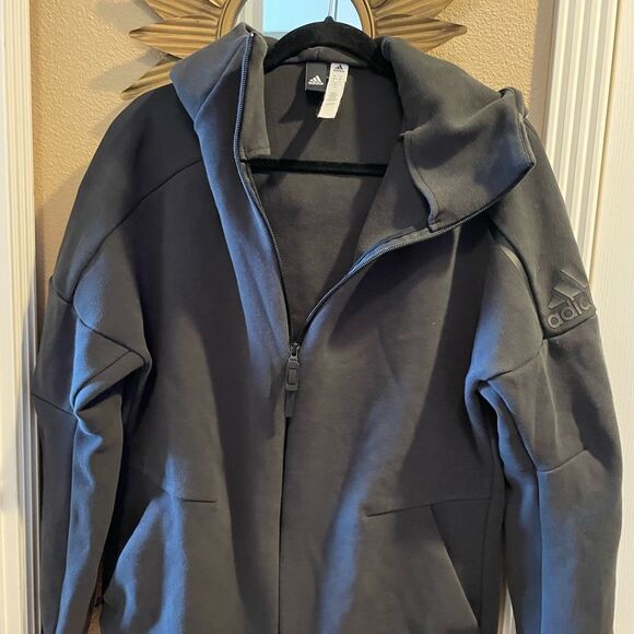 Adidas Men’s ZNE Hooded Black Zip Up Jacket L - Picture 3 of 16